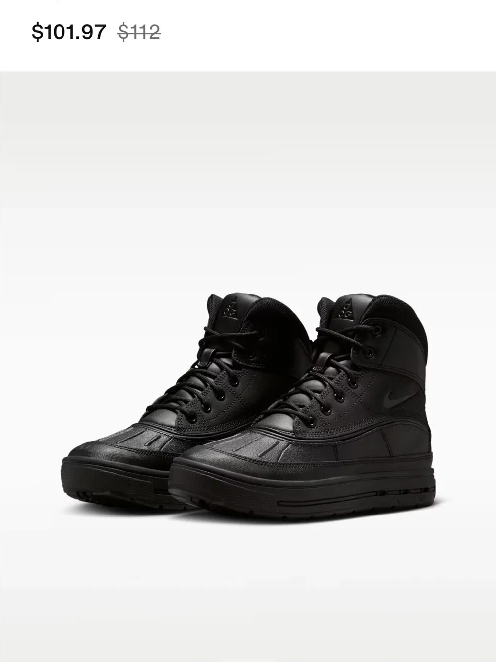 Nike Woodside 2 High ACG Black High top Hiking Rain Waterproof Boots 3.5 Youth